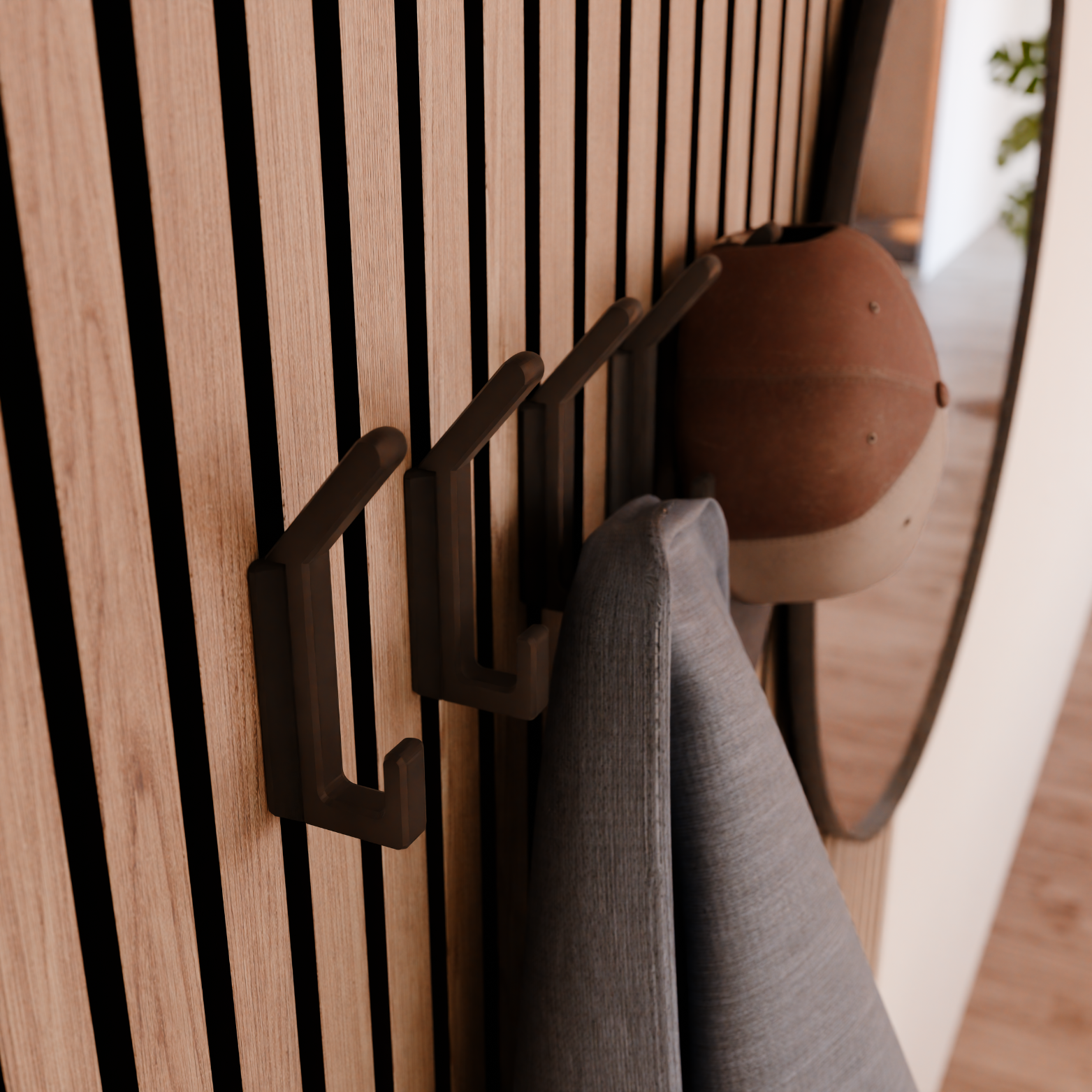NIEUW! Kapstokhaak met vierkant design voor akoestische panelen - Installatietype: Muurclip