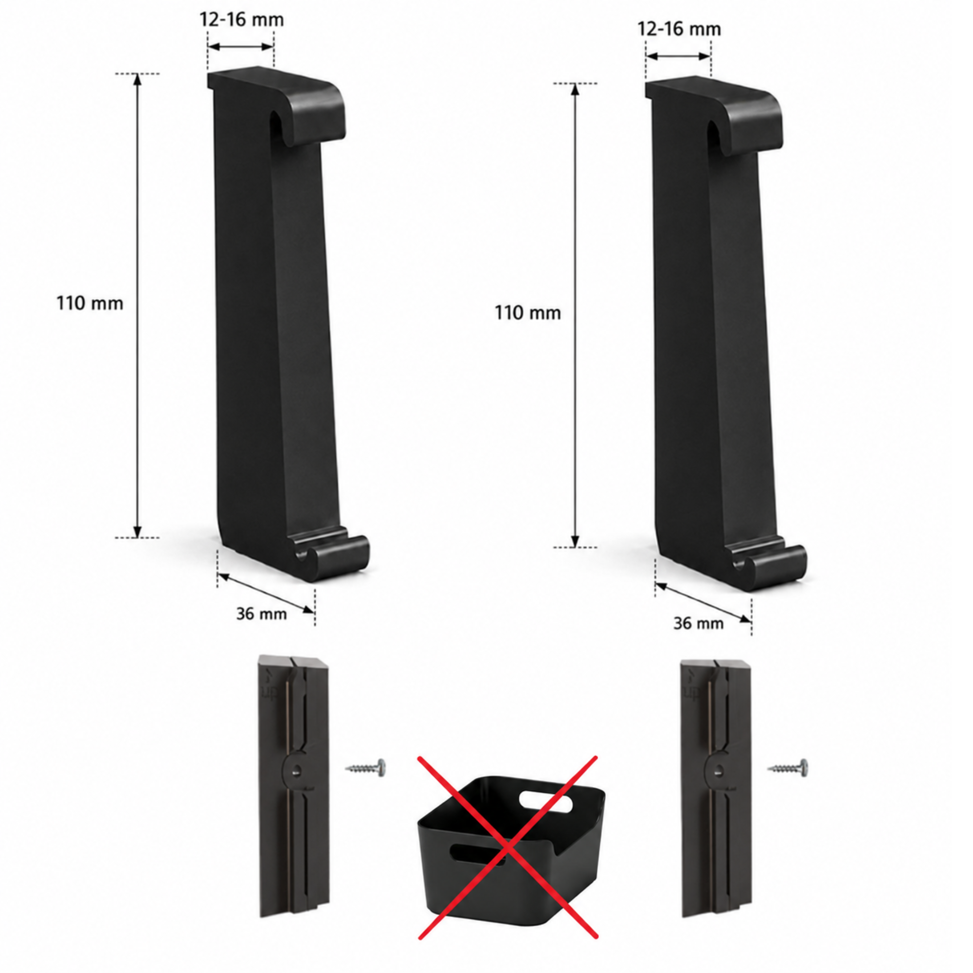 Paneelhalterungen (Set aus 2) für IKEA UPPDATERA Organizer (24 × 17 cm) – Montageart: Wandclip