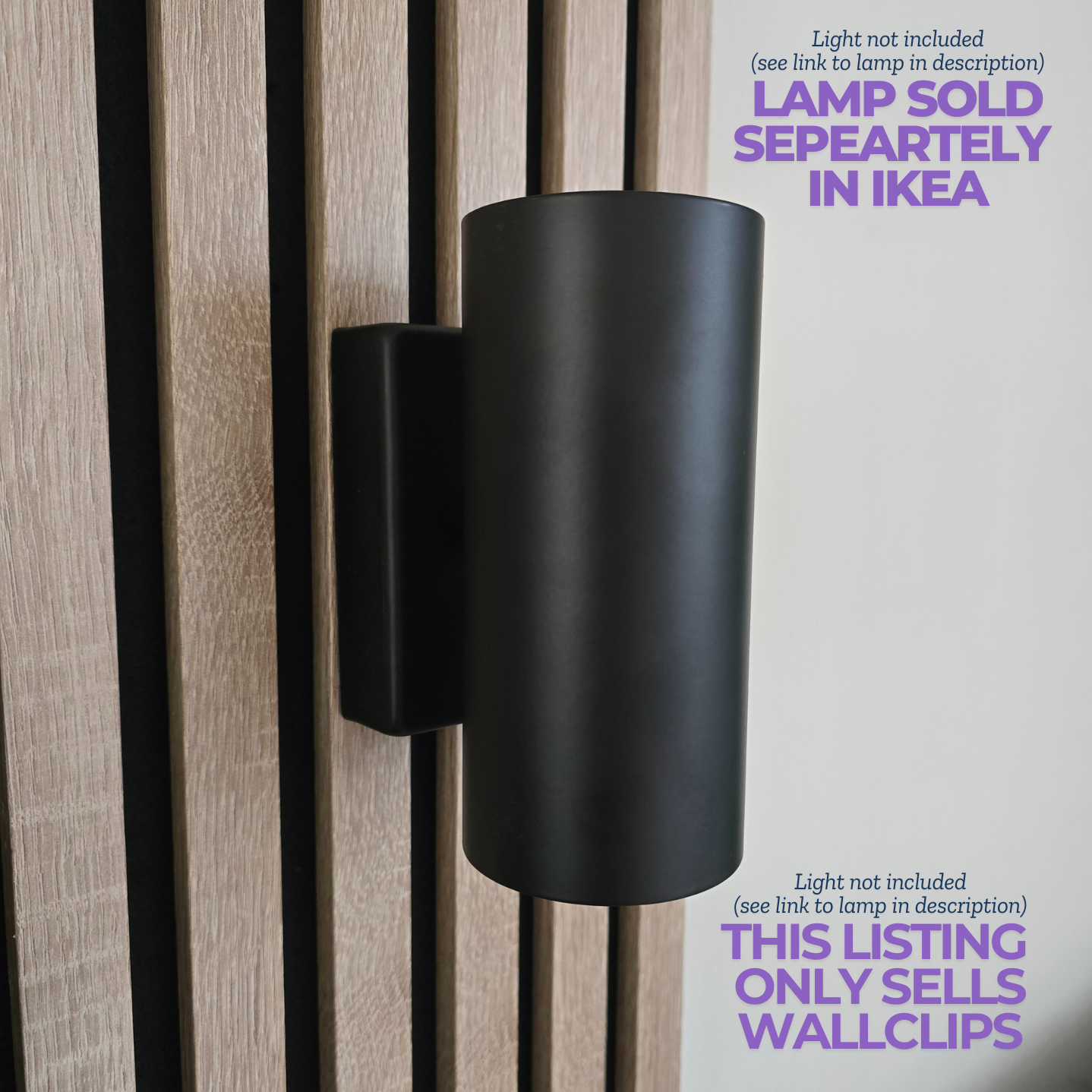 Acoustic Panel Mount for IKEA Nymane Lamp - Installation Type: Wall Clip