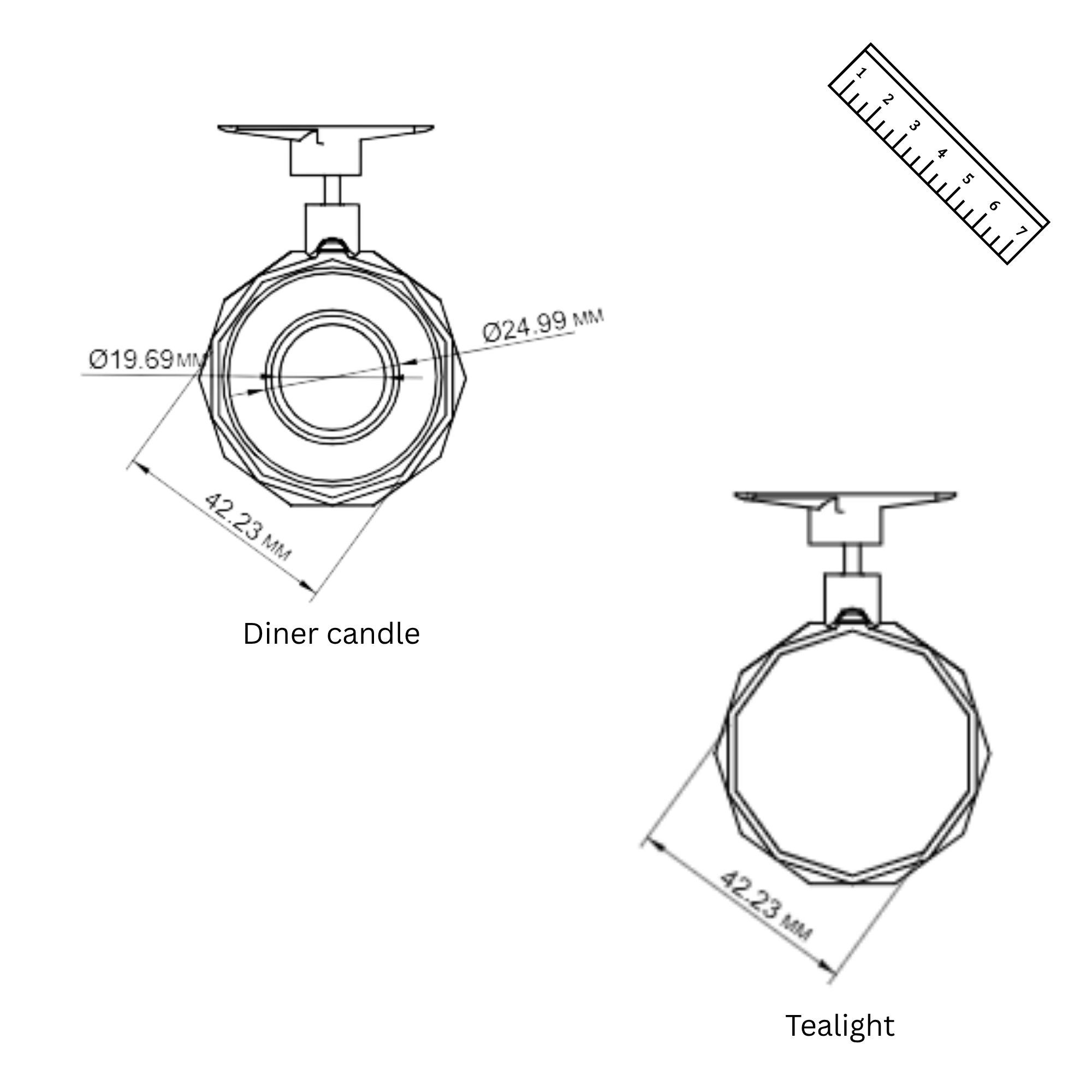 Theelichthouder/dinerkaarshouder voor akoestische panelen - Installatietype: wandklem