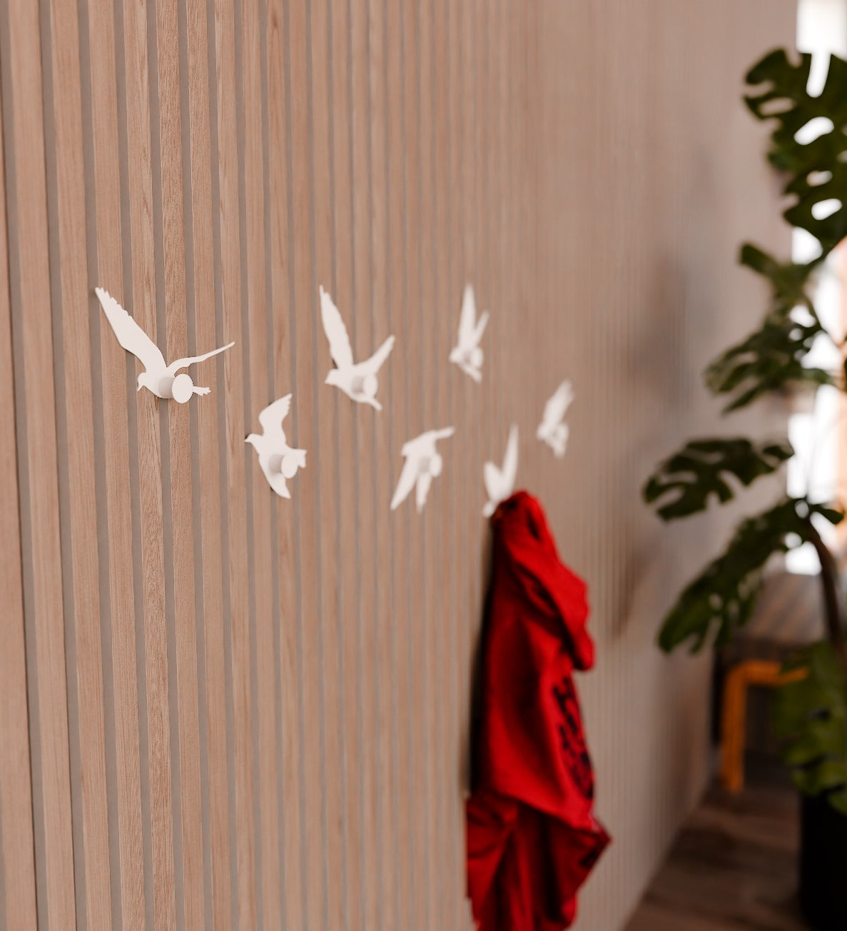 Acoustic panel coat hooks