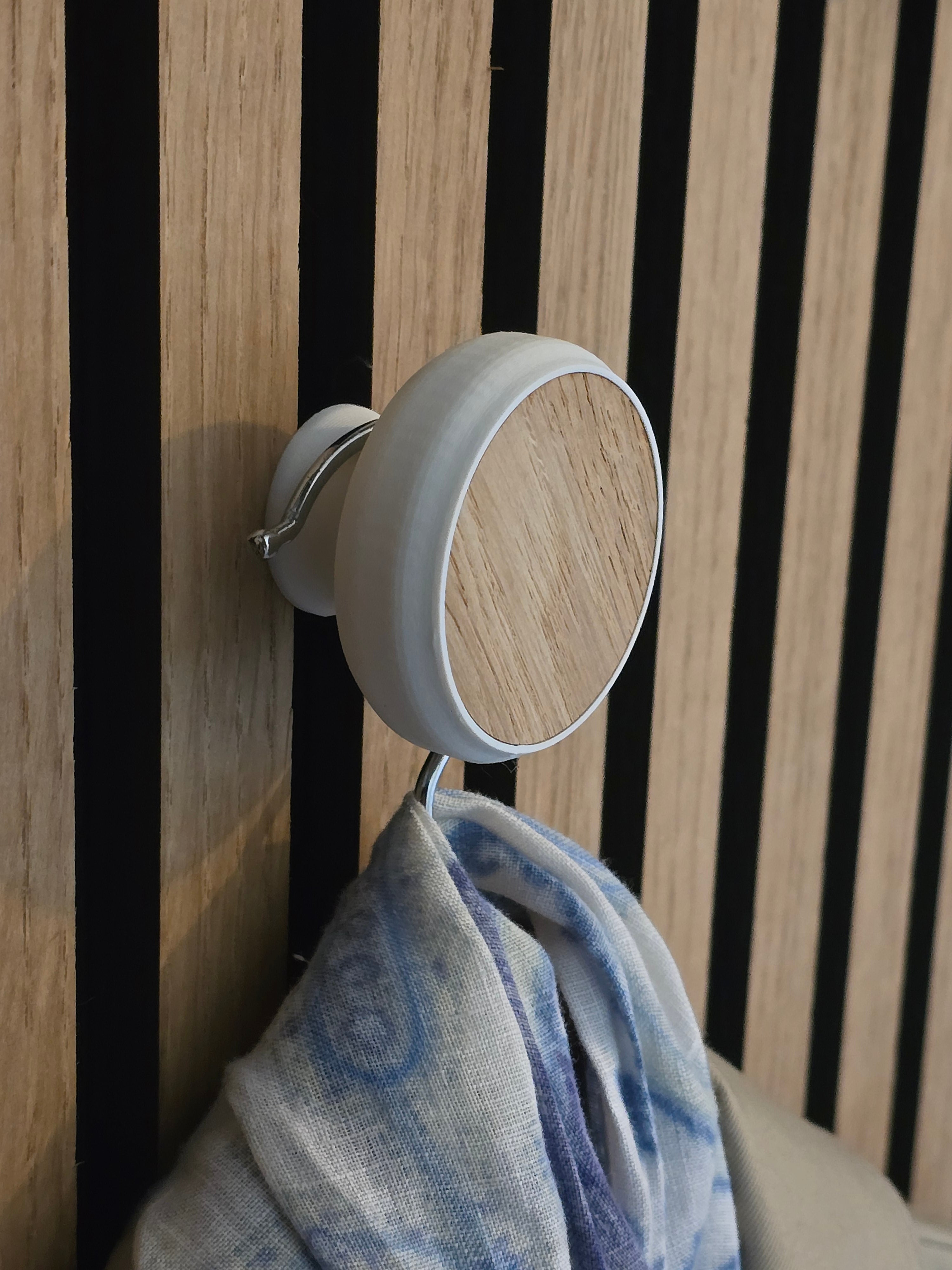 Ronde kapstokhaak/hanger eiken fineer voor akoestische panelen - Installatietype: Muurclip