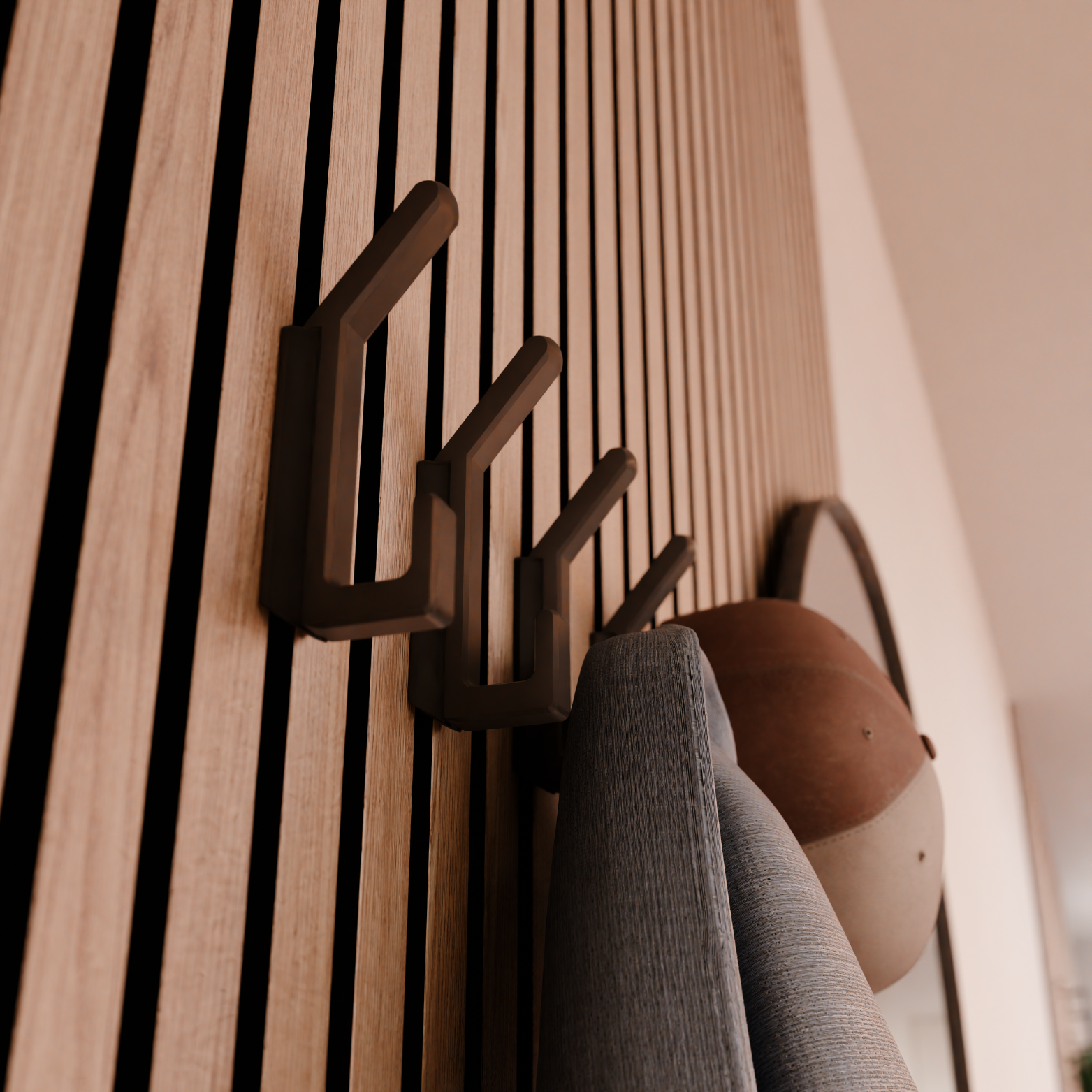 NIEUW! Kapstokhaak met vierkant design voor akoestische panelen - Installatietype: Muurclip