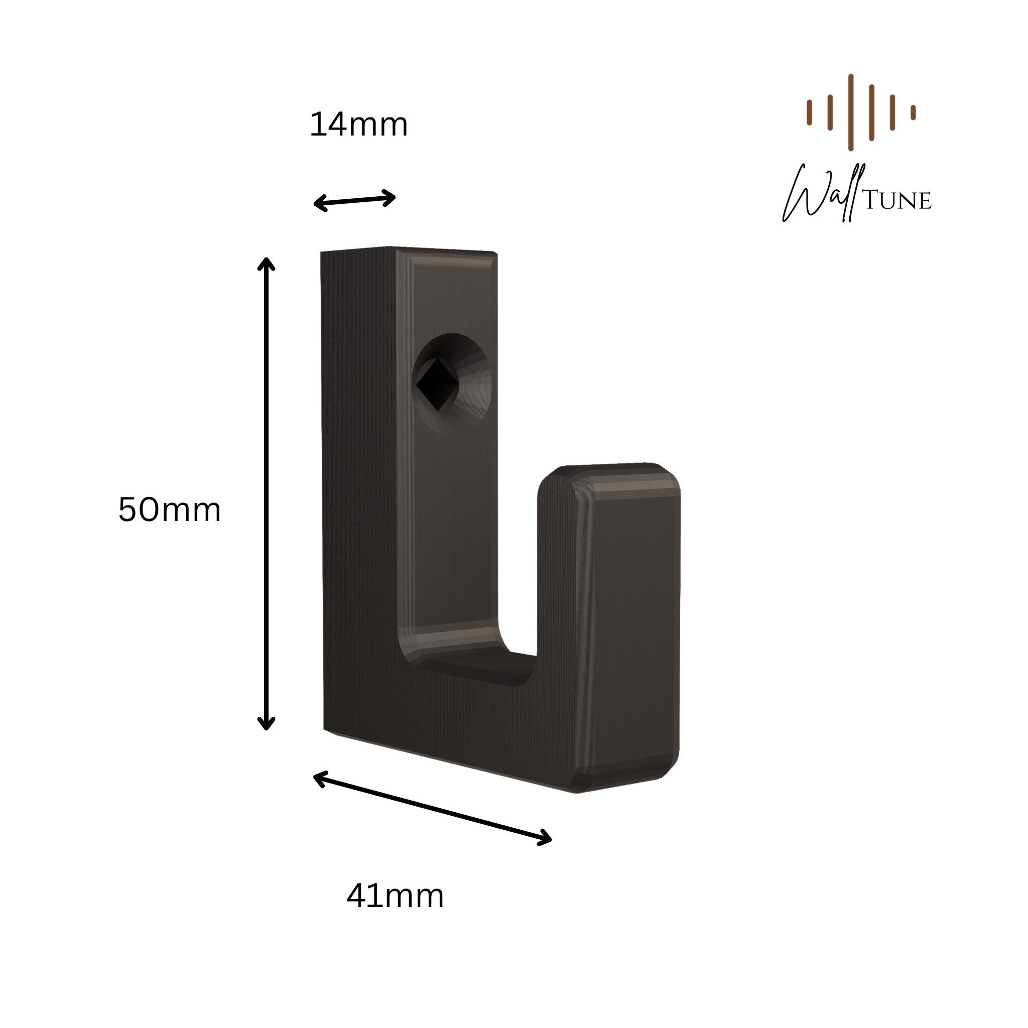 Single Hook Square for Acoustic panels - Installation Type: Screw-in