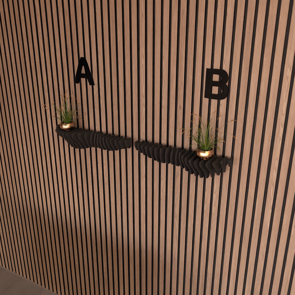Nieuw! Design wandplank Wave voor akoestische panelen - Installatietype: Muurclip