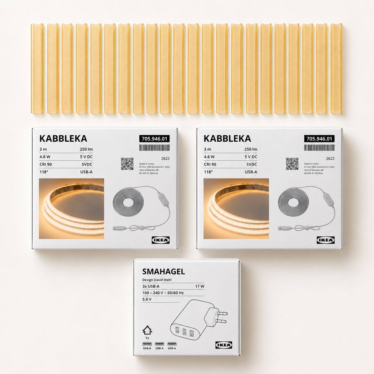 LED strips + diffuserkappen voor akoestische panelen