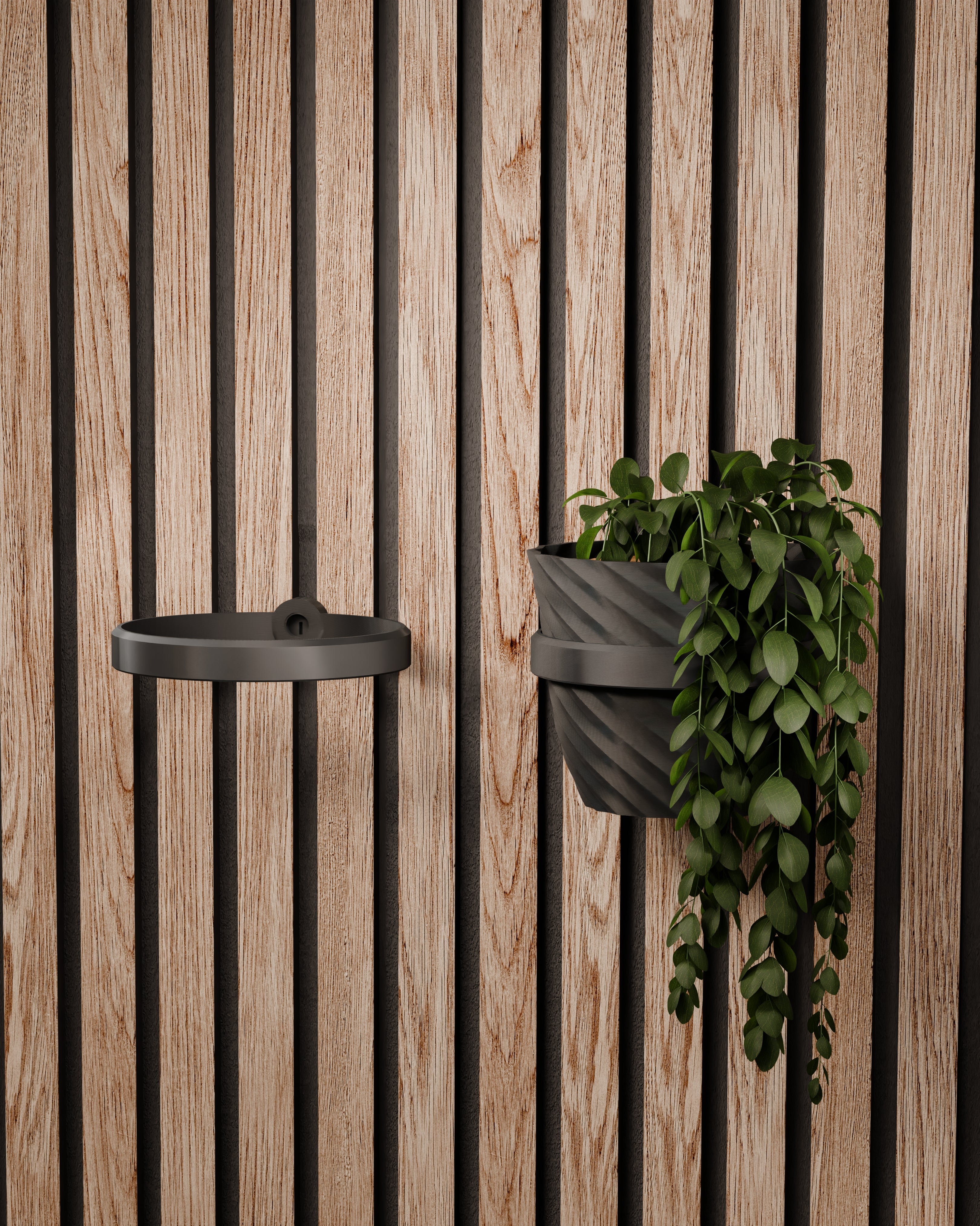 Plantenhouder/ring voor akoestische panelen - Installatietype: Muurclip