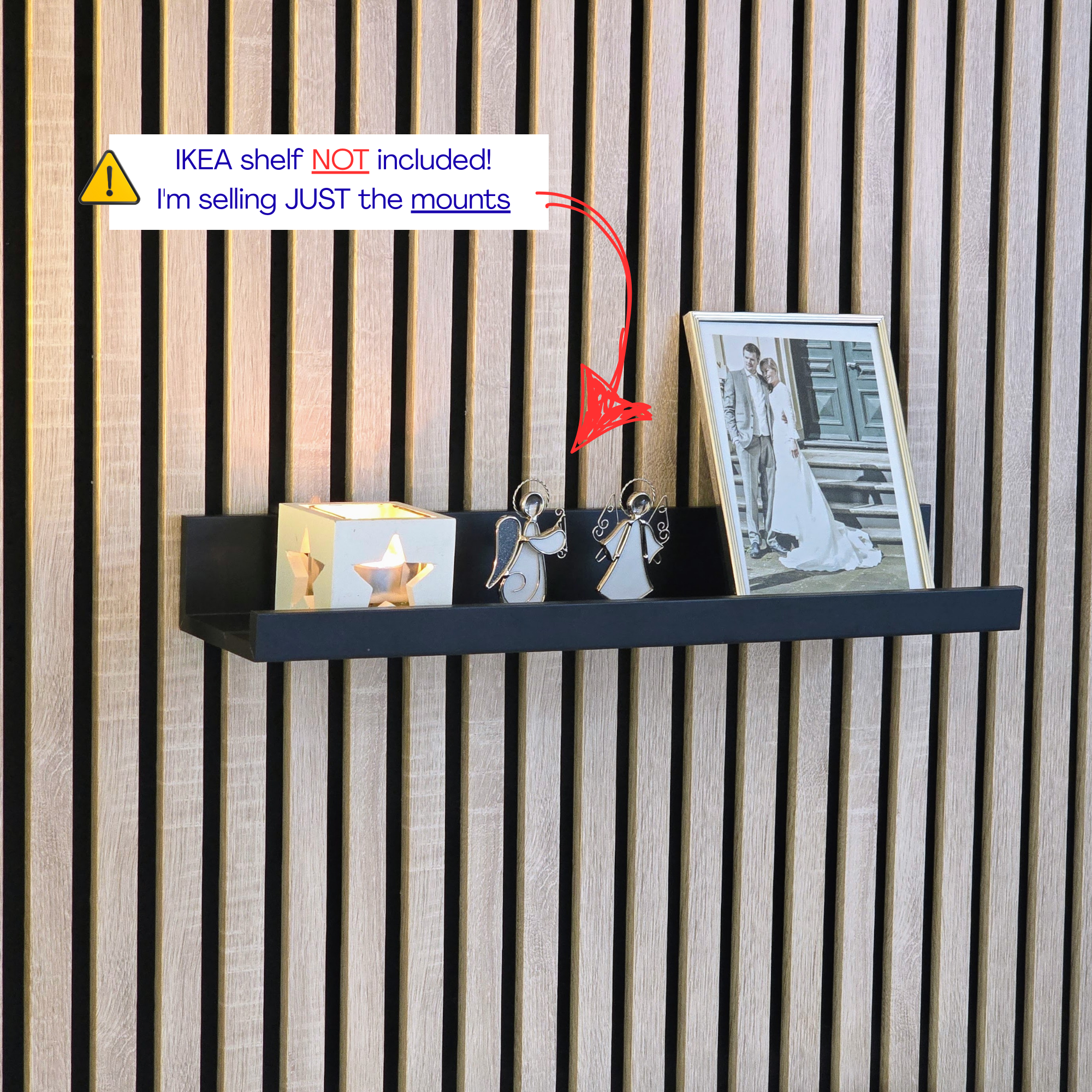 Plankbeugels voor IKEA MOSSLANDA Picture Ledge - Installatietype: Muurclip