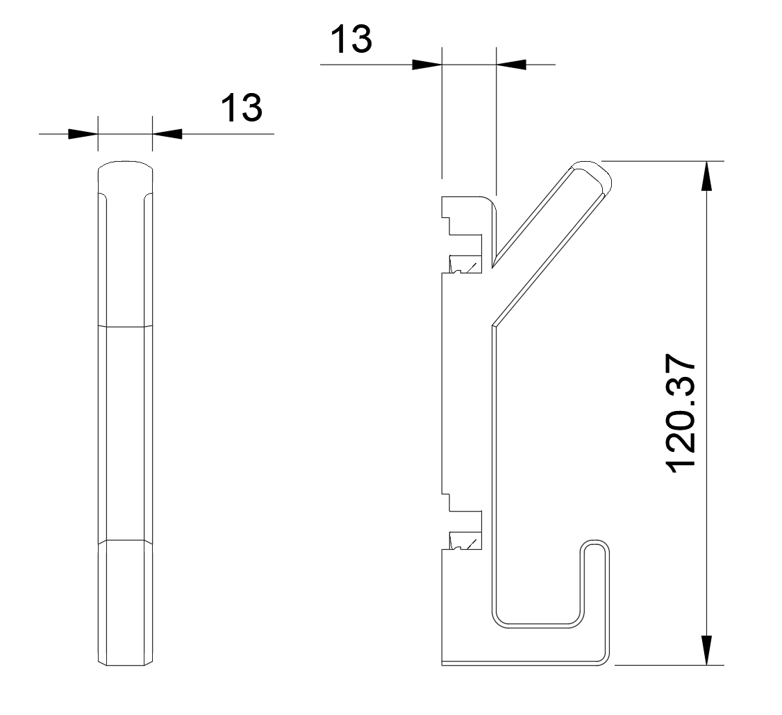 Dubbele kapstokhaak voor akoestische panelen - Installatietype: Muurclip