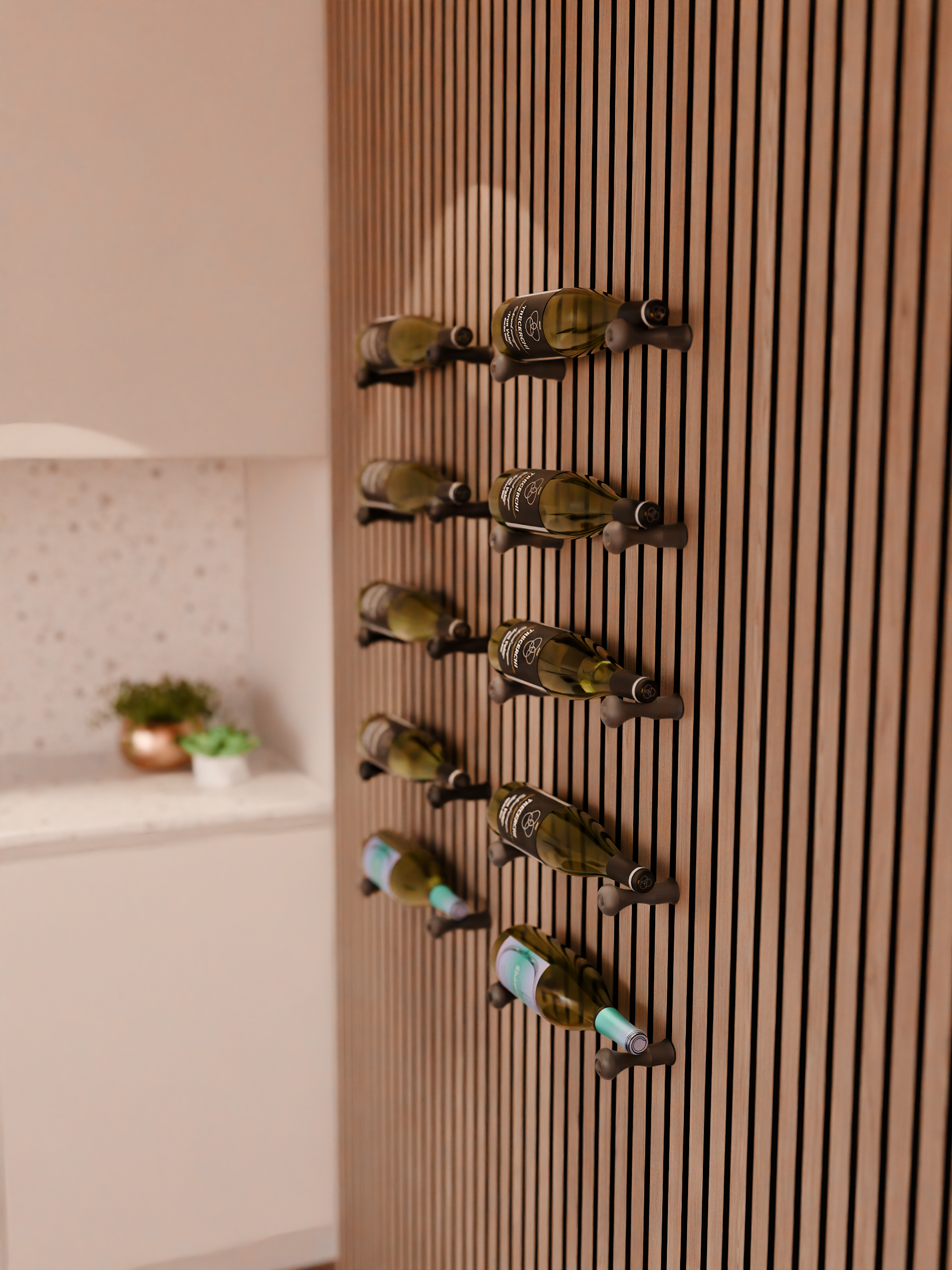 Wine Bottle Rack/Holders for Acoustic Panels – Wall-Mounted Wine Rack System- Installation Type: Wall Clip