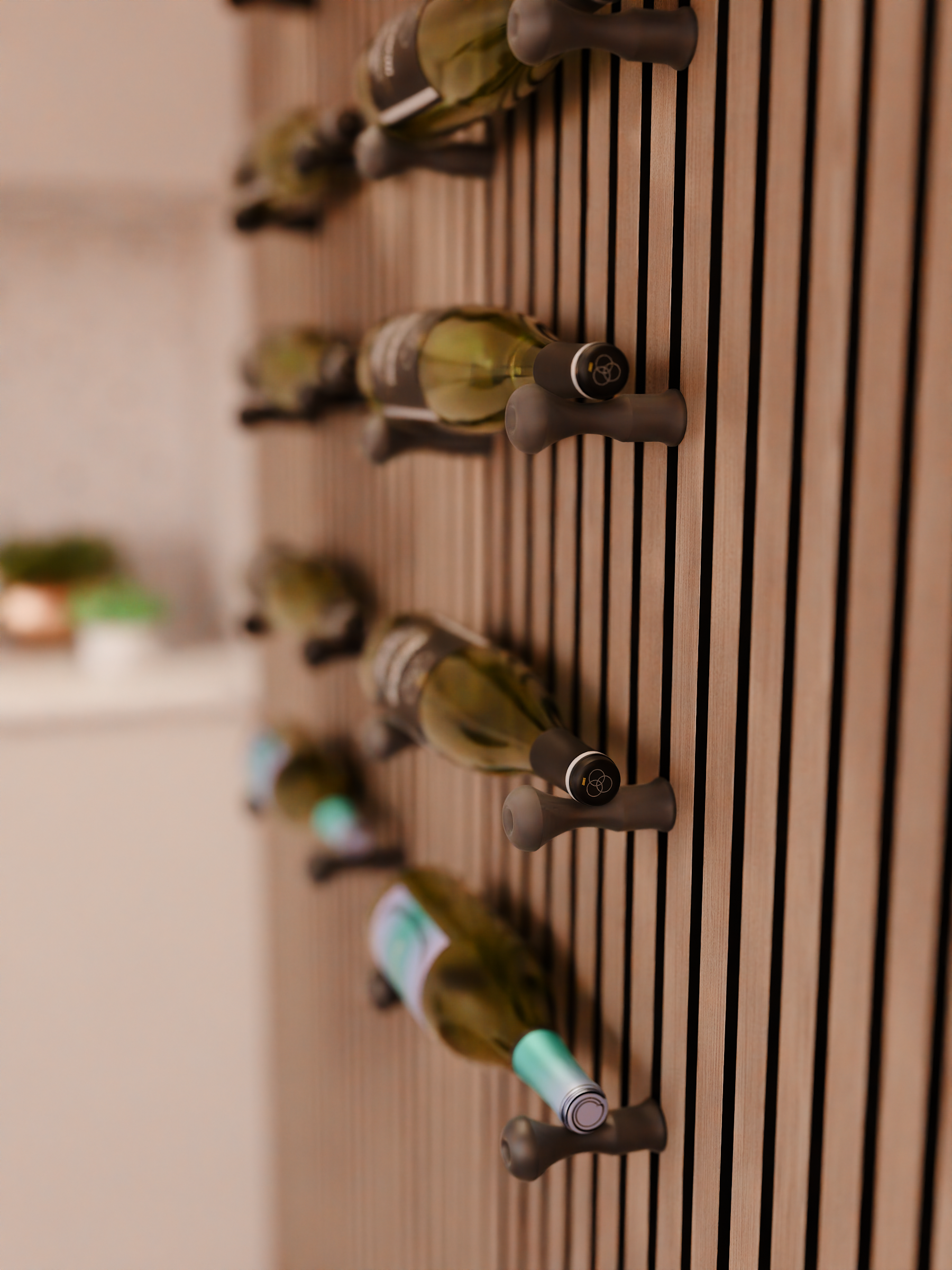 Wine Bottle Rack/Holders for Acoustic Panels – Wall-Mounted Wine Rack System- Installation Type: Wall Clip