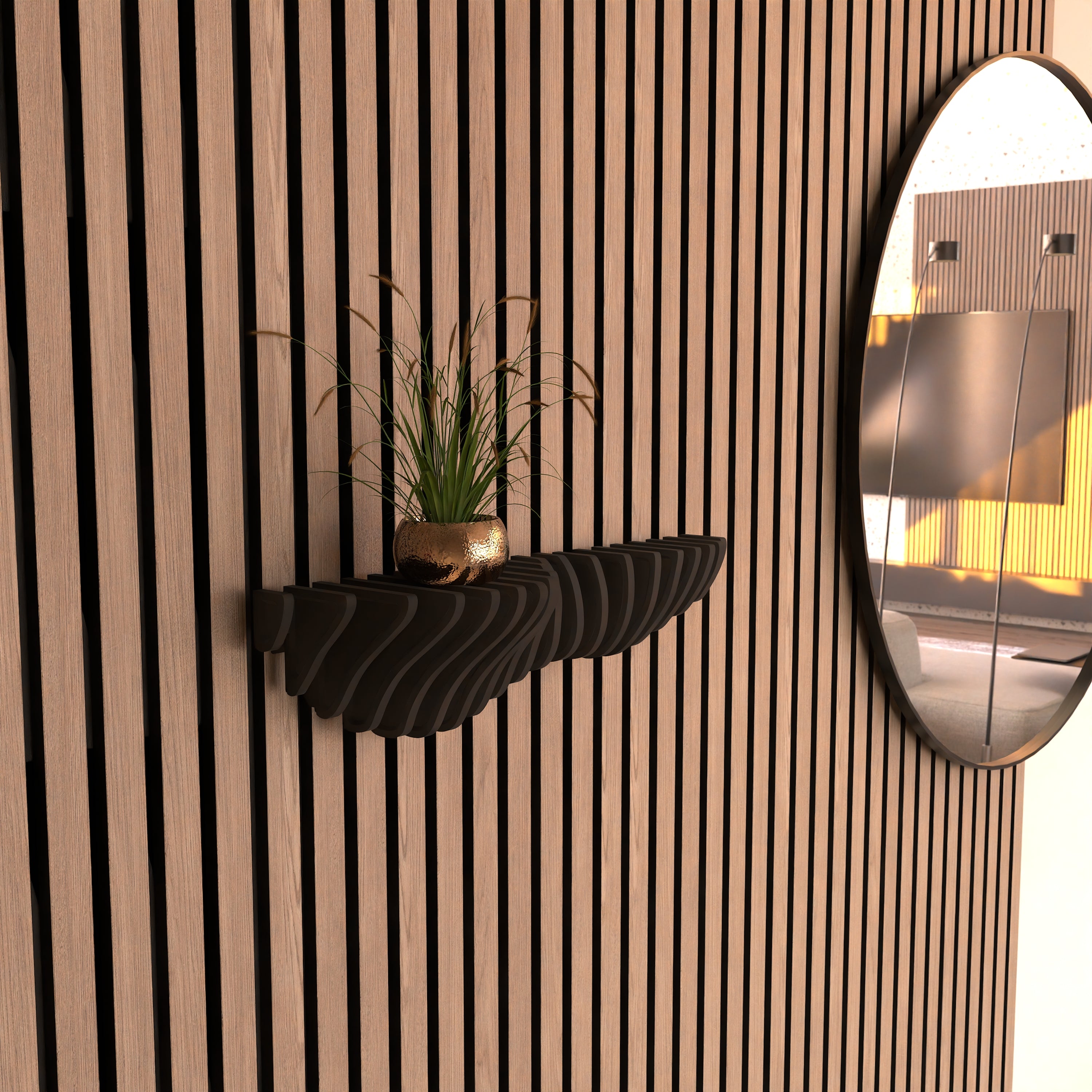 Nieuw! Design wandplank Wave voor akoestische panelen - Installatietype: Muurclip