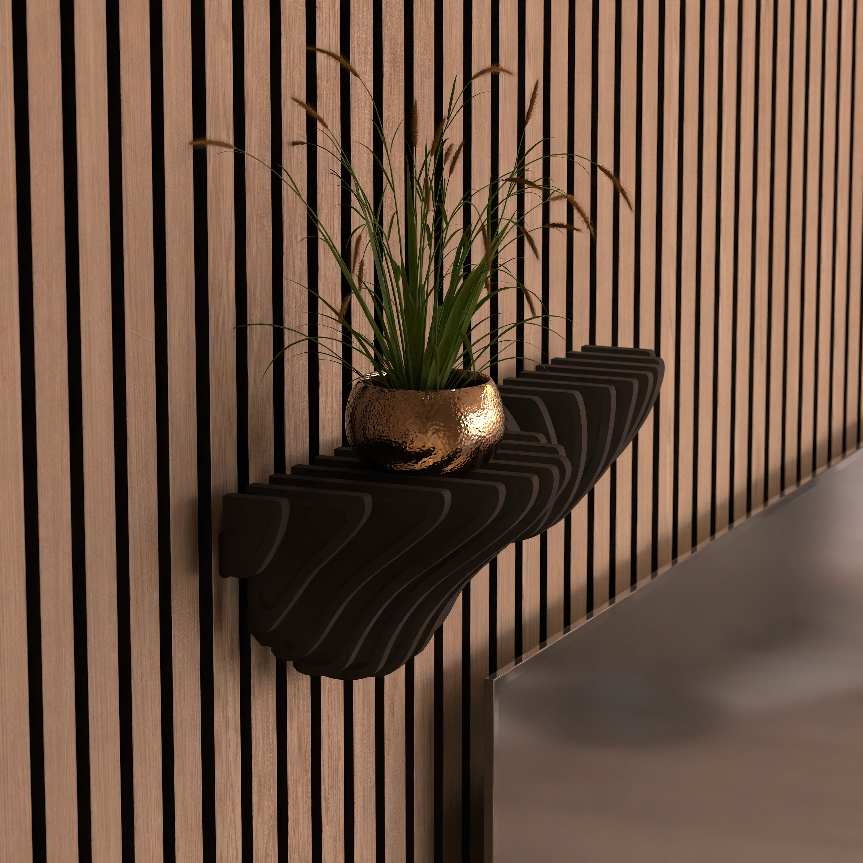 Nieuw! Design wandplank Wave voor akoestische panelen - Installatietype: Muurclip