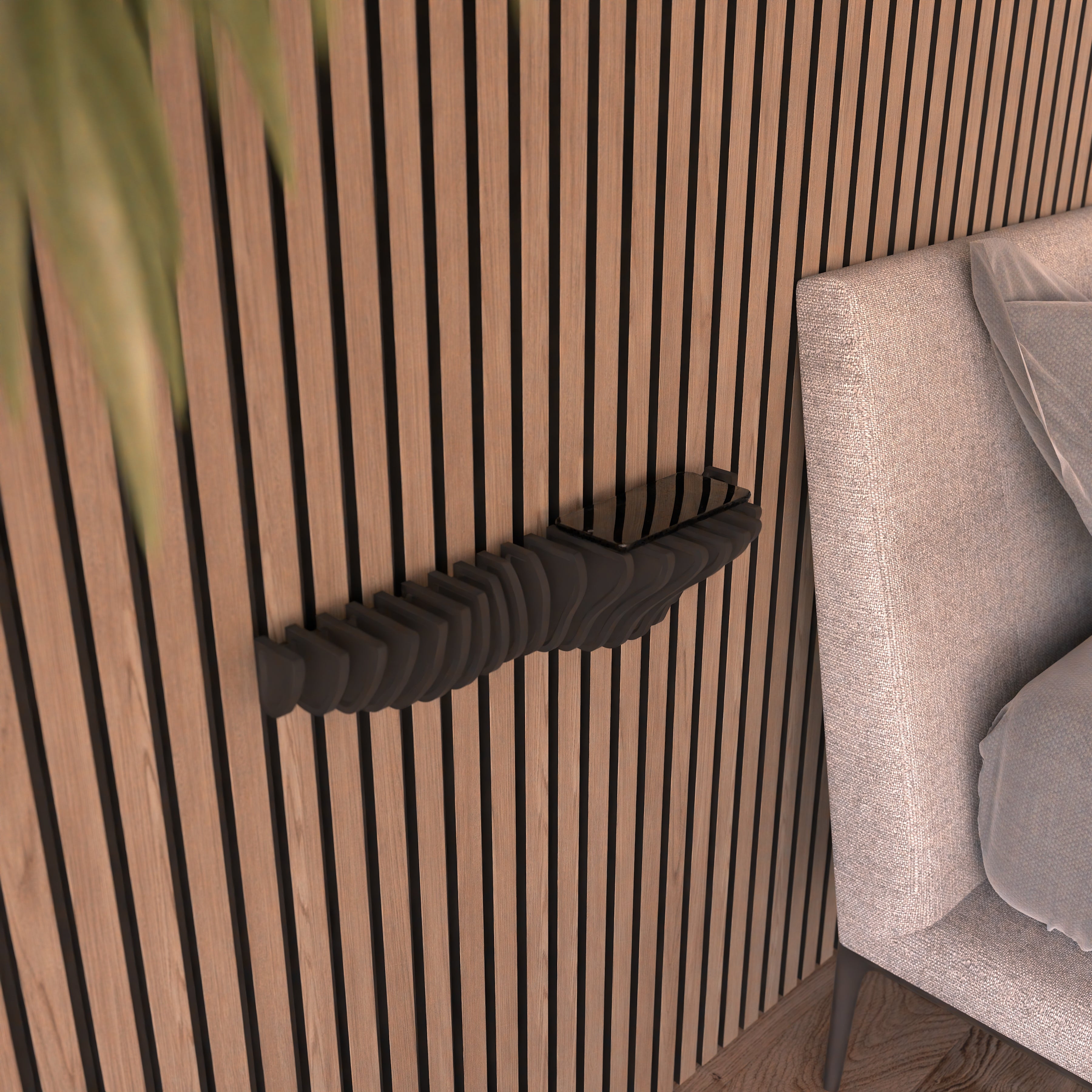 Nieuw! Design wandplank Wave voor akoestische panelen - Installatietype: Muurclip