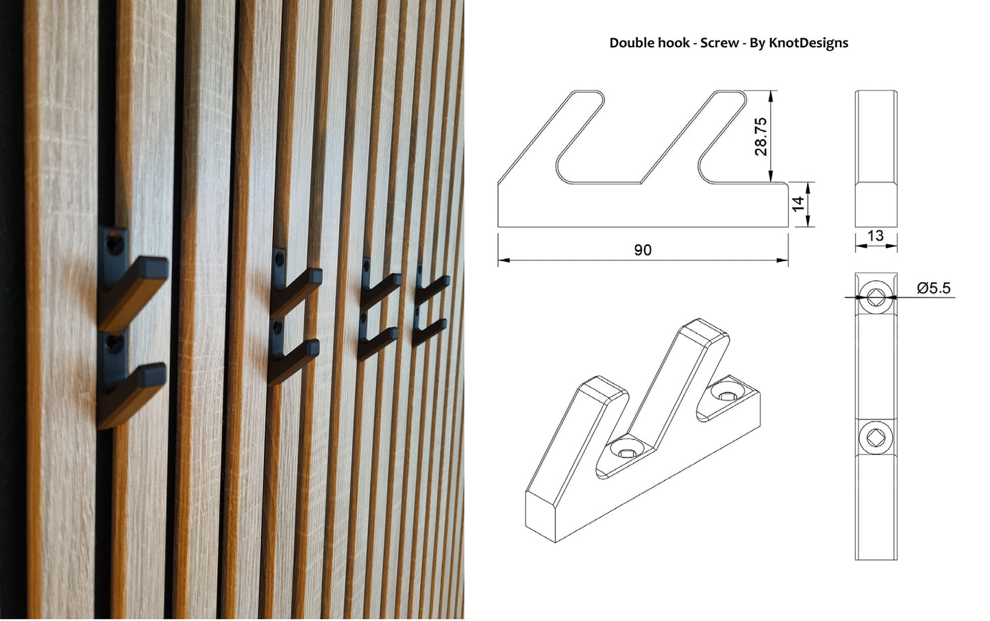 Double hook (screw) for Acoustic panels